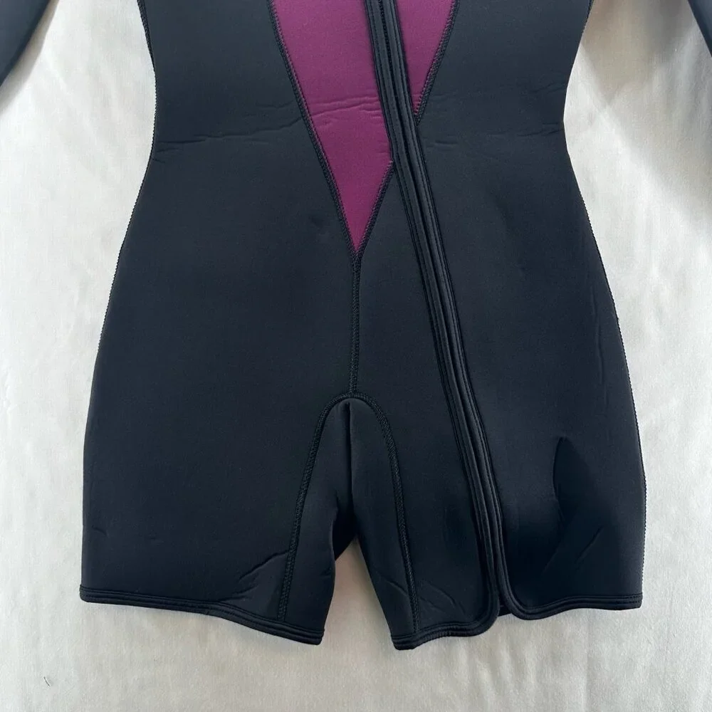 DEEP SEE Wetsuit Womens Size 5-6 Shortie Spring Suit Scuba Diving Black Purple - Picture 7 of 14